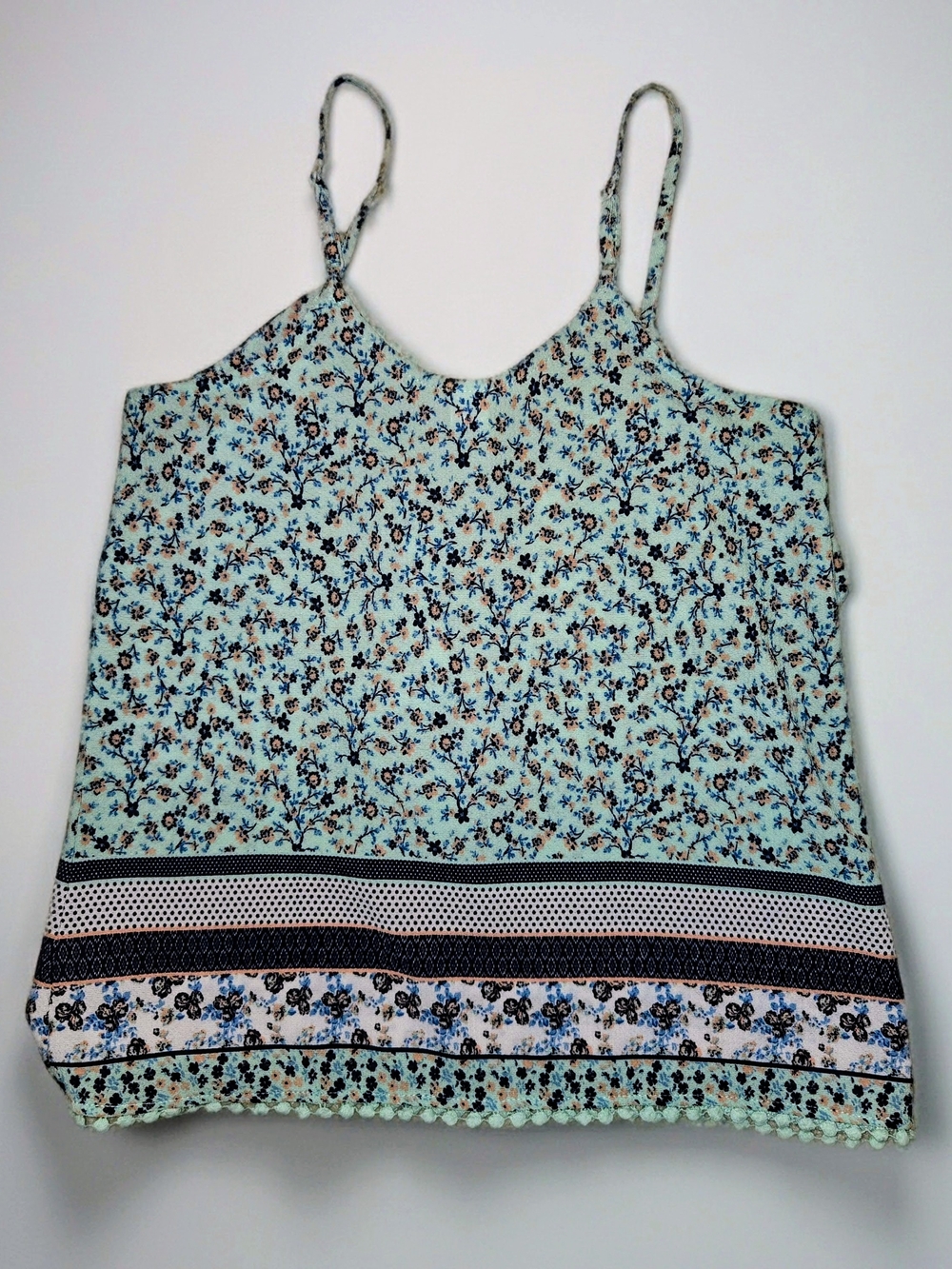 Like New Floral Print Blue Sleeveless Cami Top Womens Size XS - Picture 2 of 8